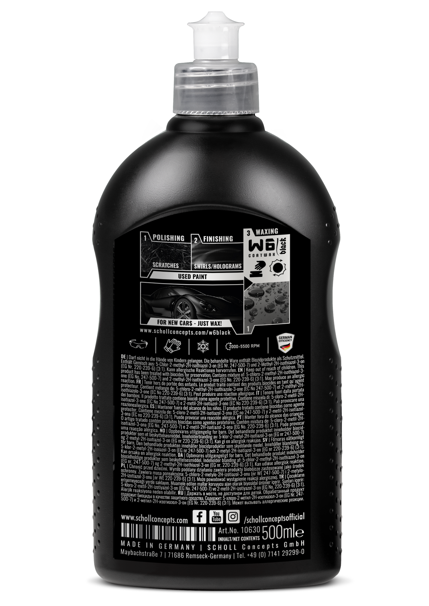 W6 BLACK Cire Premium de Protection 500 ml